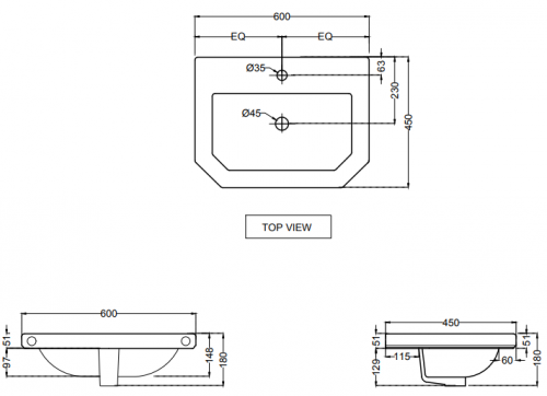 Умывальник встраиваемый Jaquar Queen's [QNS-WHT-7601]