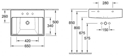 Умывальник подвесной Villeroy&Boch Pure Basic 65 [7106-65-R1]