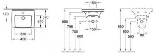 Умывальник подвесной Villeroy&Boch Life Time 45 [5375-46-01] (маленький)