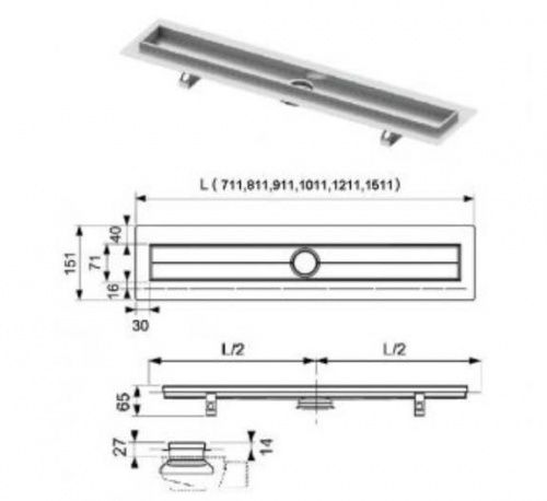 Дренажный канал Tece Seal System [601200] (1200 мм)