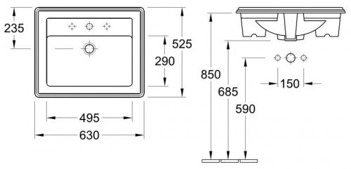 Умывальник встраиваемый Villeroy & Boch Hommage [7102-A1-R2]