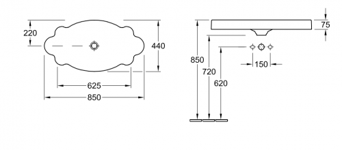 Умывальник накладной Villeroy&Boch La Belle 85 [6137-85-R1]