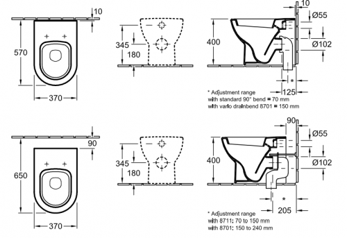Унитаз приставной Villeroy&Boch Subway [6607-10-01]