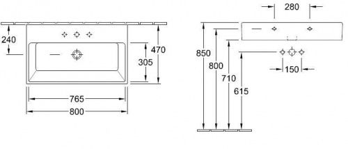 Умывальник накладной Villeroy&Boch Memento 80х47 [5133-8F-R2]