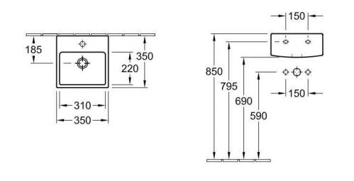Умывальник накладной Villeroy&Boch Pure Basic [7314-3G-R1]