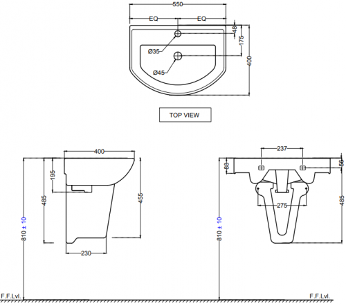 Умывальник подвесной Jaquar Continental [CNS-WHT-801]
